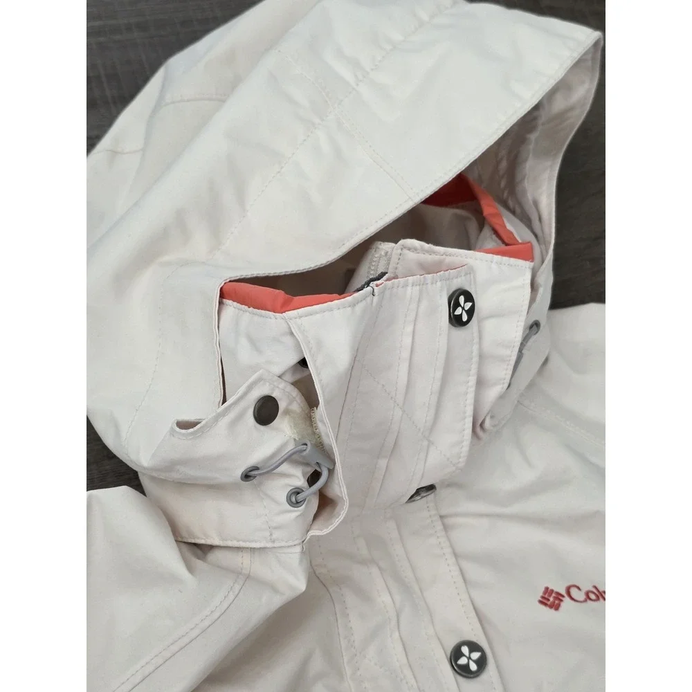 Columbia Jacket Womens Small Omni-Tech‎ Waterproof Breathable Hooded Zip Button